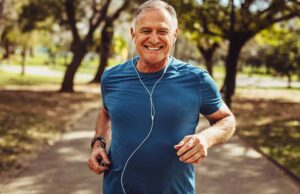 Older Gentleman Running Mens Health Test